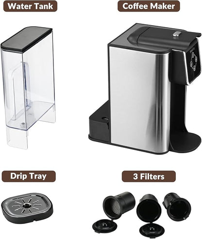 Mecity Coffee Maker 3 in 1 Single Serve Coffee Machine, Compatible with K cup Capsules, Instant Coffee Pot, Tea maker, 6,8,10 Oz Cup, Removable 50 Oz Water Reservoir, 120V 1150W
