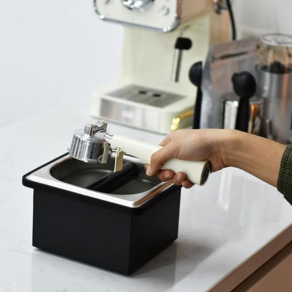 Espresso Knock Box, Stainless Steel Coffee Knock Box Large Capacity Coffee Pucks Container Espresso Machine Tool for Coffee Ground (Small)