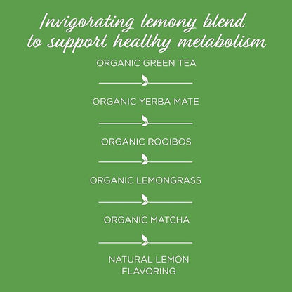 The Tea Spot Organic Keep Fit Green Tea with Yerba Mate and Matcha for Metabolic Support | Blend of Green Tea, Matcha, Yerba Mate, Rooibos, Lemongrass and Lemon Flavor | Caffeine-Free 15 Tea Bags