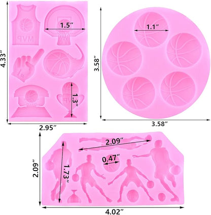Mujiang Basketball Silicone Molds Sports Fondant Mold For Cake Decorating Cupcake Topper Candy Chocolate Resin Sugar Gum Paste Set Of 3