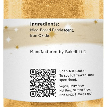 BAKELL Royal Gold Edible Glitter, 50 Grams | TINKER DUST Edible Glitter | KOSHER Certified | 100% Edible Glitter | Cakes, Cupcakes, Cake Pops, Drinks, Dessert Vegan Glitter & Dusts (50g, Royal Gold)