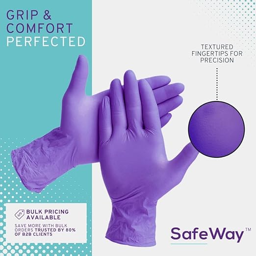 SAFEWAY Nitrile Gloves, 2000 Ct, Large, Powder-Free, Latex-Free, All-Purpose, Professional Disposable Gloves with Textured Fingertips for Medical Use, Food Prep, Cleaning, Tattoo & More