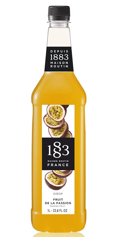1883 Passion Fruit Syrup for Drinks, Made in France, 1 Liter Plastic Bottle