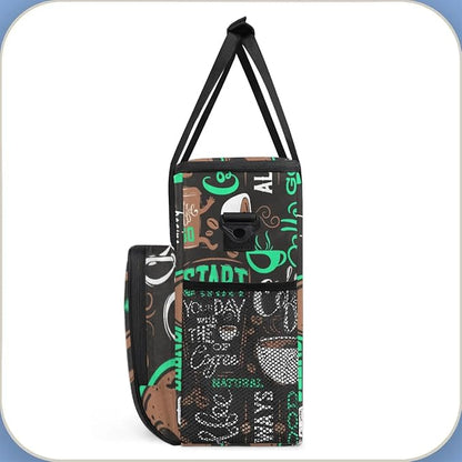 coffee cup coffee beans cyan Coffee Maker Carring Bag Travel Carrying Storage Tote Bag Compatible Portable Single Serve Coffee Brewer Case with Pockets for K-cup Pods