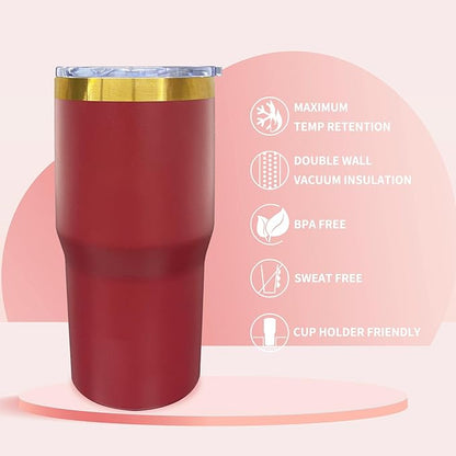 20 oz Tumbler Stainless Steel Tumbler with Lid and Straw, Double Wall Vacuum Insulated Travel Coffee Mug for Laser Engrave, Powder Coated Cups for Hot and Cold Drinks (Red,1 pack)