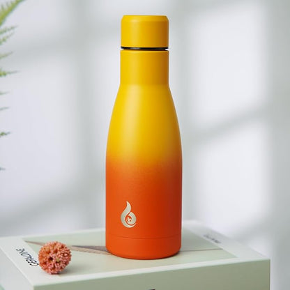 BJPKPK Insulated Water Bottle 12oz Samll Stainless Steel Water Bottles Reusable Metal Thermos Keep Cold and Hot,Sunset Orange