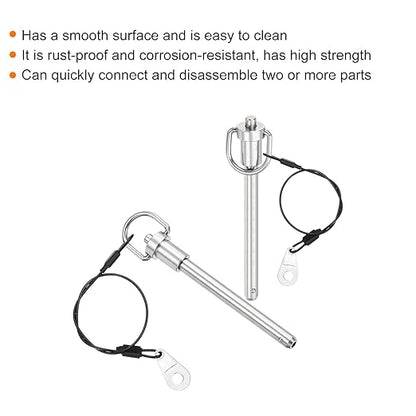 UXCELL 1 Pcs Quick Release Pin, 5/16" x 3" (Dia. x L), Silver, 304 Stainless Steel