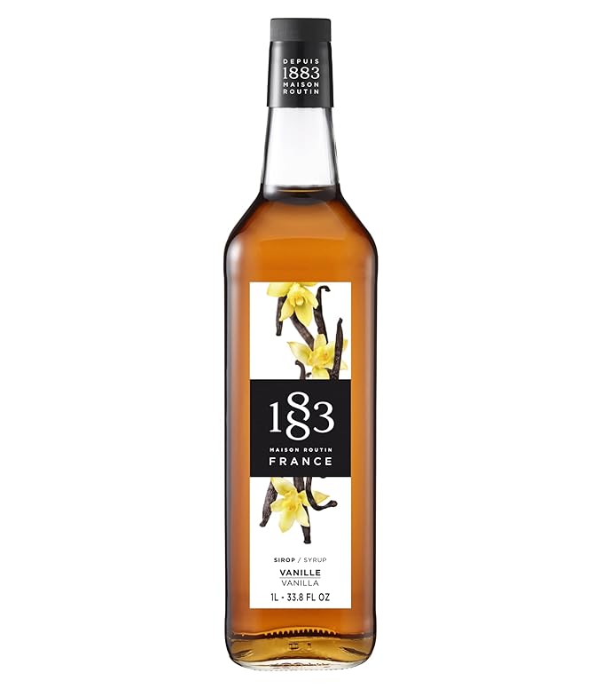 1883 Vanilla Syrup for Coffee and Drinks – Made in France – 1 Liter Glass Bottle