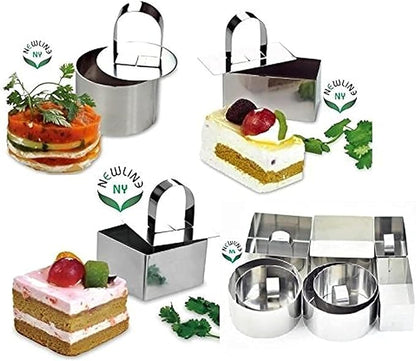 NewlineNY Stainless Steel Dessert Rings (12 Pcs) Round Square Rectangular Appetizers Molded Salads, Cakes Mousse Molding Layering Cake Cutter