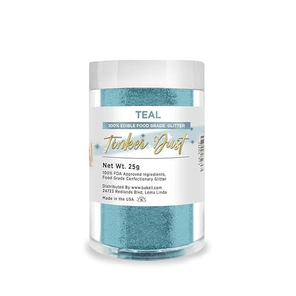 BAKELL Teal Edible Glitter, 25 Grams | TINKER DUST Edible Glitter | KOSHER Certified | 100% Edible Glitter | Cakes, Cupcakes, Cake Pops, Drinks, Dessert Vegan Glitter & Dusts (25g, Teal)