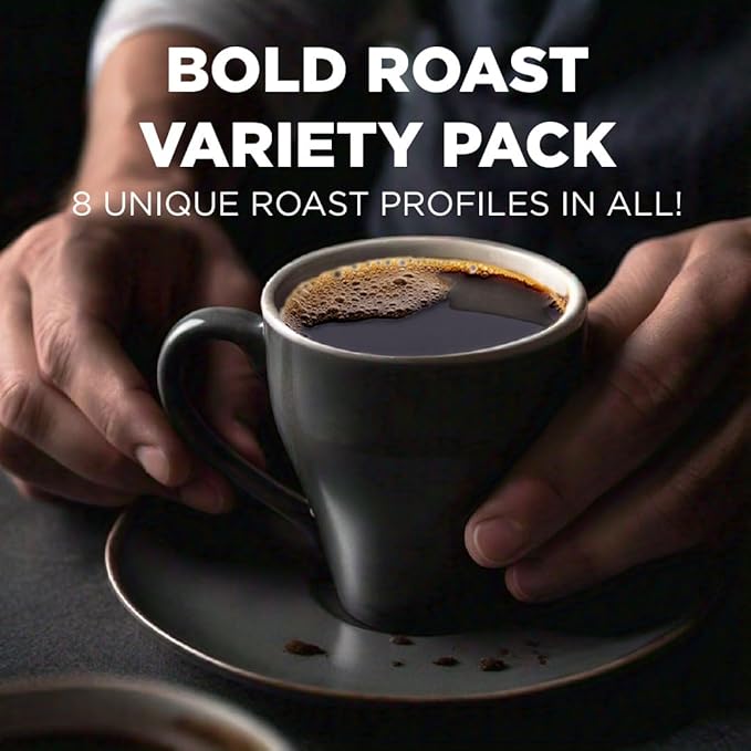 Maud's Bold Dark Roast Coffee Pods Variety Pack, 40 ct, 8 Assorted Dark Roast Flavors in Recyclable Single Serve Pods – 100% Arabica Coffee, Compatible with Keurig K Cups Maker