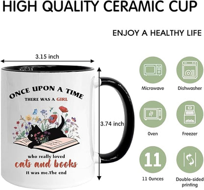 Book Lovers 11oz Coffee Mug, Bookish Gifts for Readers, Christmas Gifts for Book Lovers, Book Club Gifts, Cat Lover Gifts, Gifts for Librarians Her Best Friend