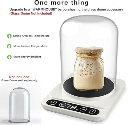 Pro Sourdough Starter Warmer Mat 3.0 – Sourdough Heating Mat Precise 1°F Thermostat (70–100°F), Auto Heating On/Off, 12H Timer, Ideal for Consistent Fermentation in Any Kitchen Basic-BLK