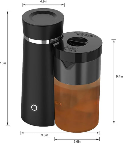 Iced Tea Maker and Iced Coffee Maker Brewing System with 2-quart Pitcher, Perfect For Fruit Infused Tea, Lemonade, Flavored Water (Black)
