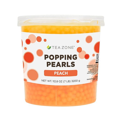 Tea Zone [7 Pounds] Peach Popping Pearls for Boba Tea Beverages, Sweets, Ice Cream Topping | B2061