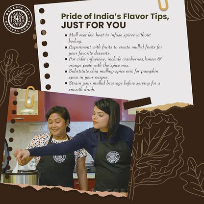 Pride of India | Chai Masala Mulling Spice Mix 6 oz (170 gm) Medium Dual Sifter Jar | Gourmet Spice Mix for Teas & Coffee | Caffeine Free | Authentic Mulling Spice Blend | Vegan & Gluten-Free | Easy to Store