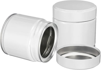 uxcell 2Pcs Round Tea Canisters, 3" x 3" Airtight Metal Tea Containers for Loose Tea, Coffee Beans, Spices - Durable, Compact, and Stylish Storage Tea Tin (White)