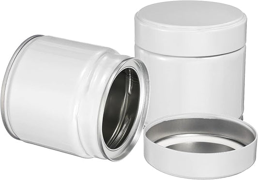 uxcell 2Pcs Round Tea Canisters, 3" x 3" Airtight Metal Tea Containers for Loose Tea, Coffee Beans, Spices - Durable, Compact, and Stylish Storage Tea Tin (White)