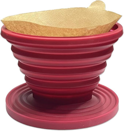 Collapsible Coffee Maker Filter, Reusable Coffee Dripper, Rubber Coffee Maker with 5Pcs Paper Filters, for Home, Camping, Travel, Office