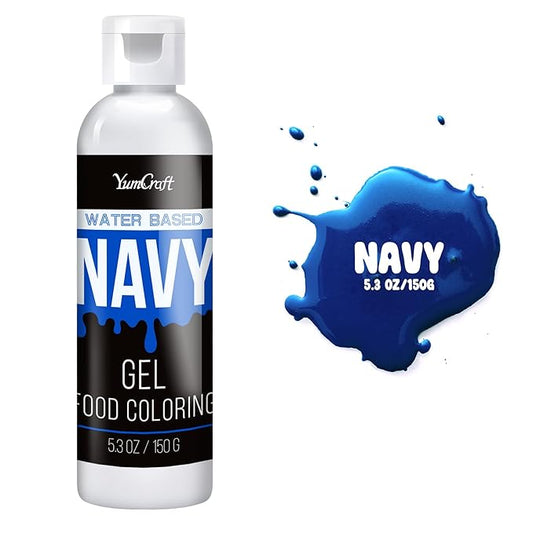 Food Coloring Gel - Vibrant Color Gel Food Coloring for Cake Decorating, Baking, Easter Egg, Icing - Tasteless Food Color Dye for Fondant, Cooking, Slime, Airbrush (Navy, 5.3oz)