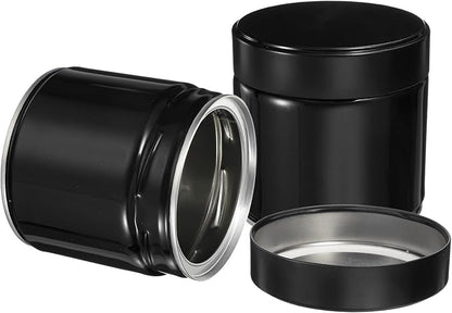 uxcell 2Pcs Round Tea Canisters, 4" x 4" Airtight Metal Tea Containers for Loose Tea, Coffee Beans, Spices - Durable, Compact, and Stylish Storage Tea Tin (Black)