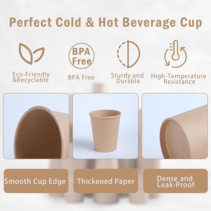 Lamosi 600 Pack 3 OZ Kraft Paper Cups, Disposable Bathroom Cups, Small Mouthwash Cup, Hot/Cold Beverage Cup for Home, Kitchen, Stores