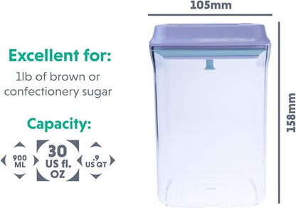 BopTop (1pc - 900ml) Airtight Food Storage Container – Mechanical Silicone Seal Canister - BPA-Free - 0.9Qt