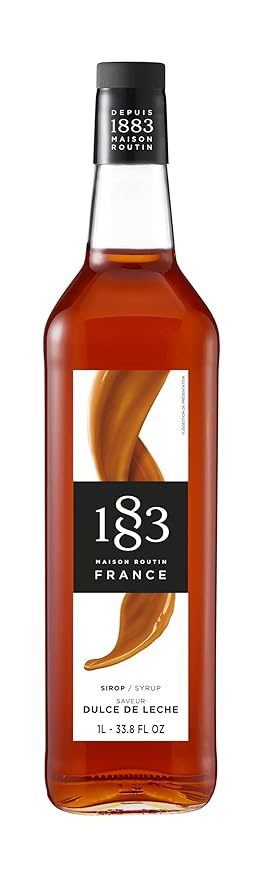 1883 Coffee Syrup, Dulce De Leche Syrup for Drinks, Made in France, 1 Liter Glass Bottle