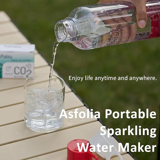 Portable Sparkling Water Maker - Travel Soda Maker for Home & Outdoor, 1L Carbonating Bottle, 10 pcs CO2 Cylinders, Compact Carbonated Water Machine for Flavored Drinks, Soda Machine (Red)