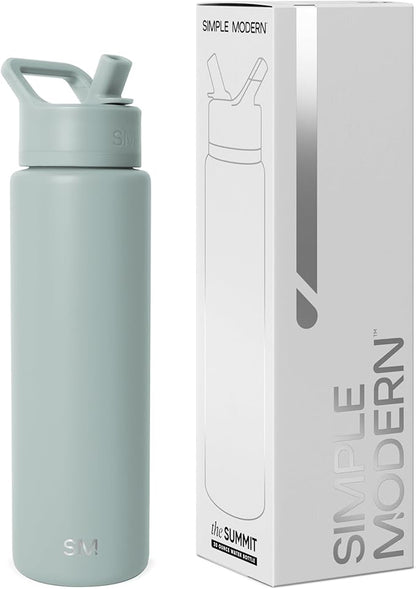 Simple Modern Water Bottle with Straw Lid | Vacuum Insulated Stainless Steel Metal Thermos | Reusable Leak Proof BPA-Free Flask for Sports Gym | Summit Collection | 30oz, Sea Glass Sage