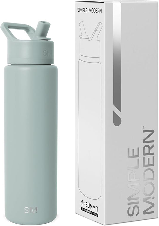 Simple Modern Water Bottle with Straw Lid | Vacuum Insulated Stainless Steel Metal Thermos | Reusable Leak Proof BPA-Free Flask for Sports Gym | Summit Collection | 30oz, Sea Glass Sage
