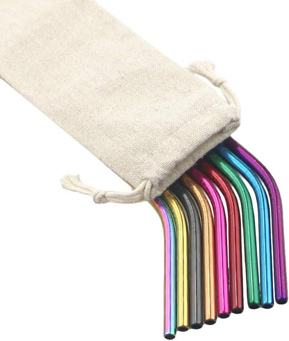 Gugrida Metal Straws Stainless Steel Straws 8.5" Drinking Straws Reusable 4 Set - Ultra Long Muti Color-Cleaning Brush for 20/30 Oz for Trail Tumblers Yeti RTIC SIC Ozark (2 Straight|2 Bent|1 Brush）