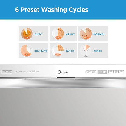 Midea MDC22P2ASS Countertop, Portable Place Settings & 6+2 Washing Cycles. Energy Star Dishwasher, Dish Washer for Dorm, RV& Apartment, Sliver, Silver