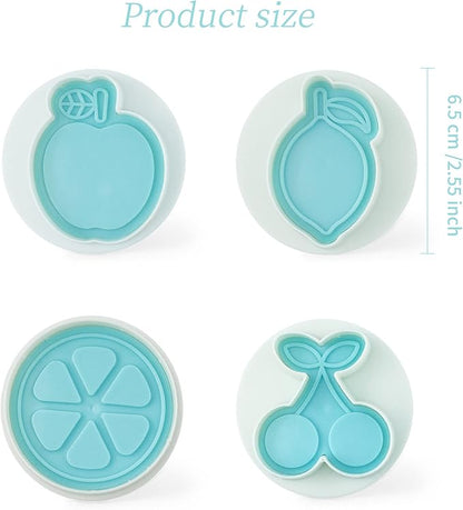 Cookie Stamps Set of 4, Cookie Press Mold, Decorating Supplies for DIY Baking, Cake, Pastry, Easy to Use- Fruit Series