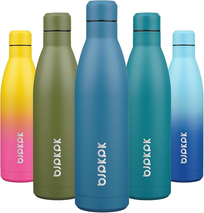 BJPKPK 25oz Insulated Water Bottle Double Wall Vacuum Insulated Stainless Steel Water Bottles for Spots Keep Cold and Hot,Sea Blue