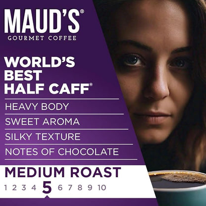 Maud's Half Caff Coffee Pods, 100 ct, Medium Roast Coffee in Recyclable Single Serve Pods – 100% Arabica Coffee, Compatible with Keurig K Cups Maker