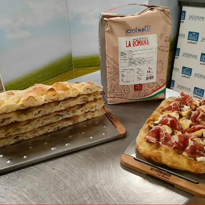 Polselli La Romana Pinsa & Pizza in Pala Flour ,11 lb – Type 0 High-Protein Wheat & Rice Flour Blend – Ideal for Roman-Style Pizza and Flatbread Light & Airy Crust, Crunchy Texture, Perfect for Sourdough & Artisan Baking