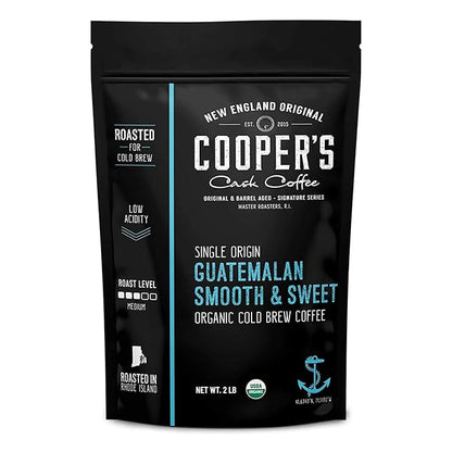 Organic Cold Brew Coffee - Guatemalan Coffee Beans Crafted For Cold Brewing - Ground, Medium Roast, 2 lb