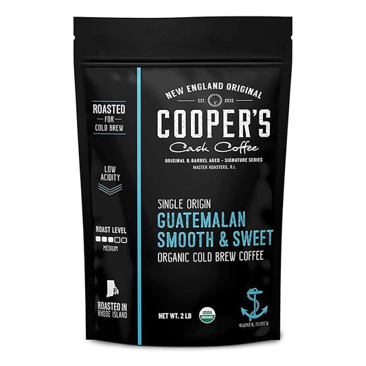 Organic Cold Brew Coffee - Guatemalan Coffee Beans Crafted For Cold Brewing - Ground, Medium Roast, 2 lb