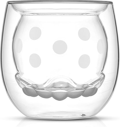 JoyJolt Mickey Pants and Minnie Skirt 3D 2oz Espresso Cups. Double Walled Espresso Glasses (2pc) Small Double Wall Glass Coffee Cups. Demitasse Cups, Espresso Measuring Cup or Liqueur Shot Glasses