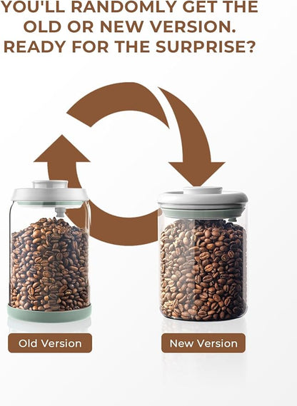 Coffee Bean Container Airtight Coffee Storage Containers Pop Up Coffee Canister High Borosilicate Glass Coffee Jar Air Tight Containers for Coffee 300g 900ml*2 Gray