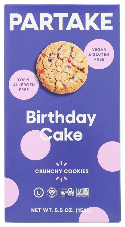 Partake Foods Gluten Free Birthday Cake Cookies, 5.5 OZ