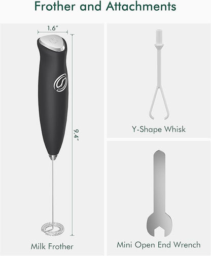 Milk Frother Handheld Frother Wand Drink Mixer Handheld Coffee Stirrers Electric Frother for Coffee Mixer Wand with 2 Whisk frother for protein powder coffee frother handheld -Black