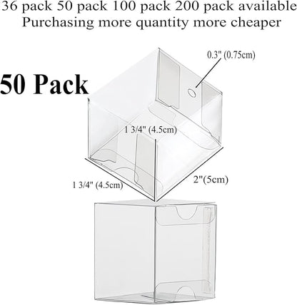RomanticBaking 50 Pack 1 3/4" x1 3/4"x2"Clear Cake Pop Boxes Packaging with Holes Chocolate Truffle Boxes Treat Boxes Small Gift Boxes Party Favor wedding Birthday boxes