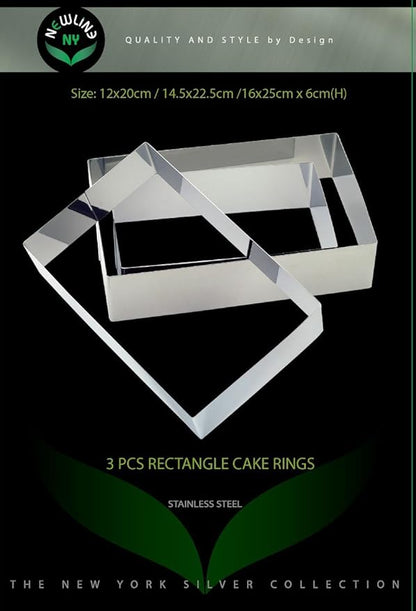 NewlineNY Stainless Steel Cake Mousse Ring Molding Forming (Rectangular Cake Pastry Rings)