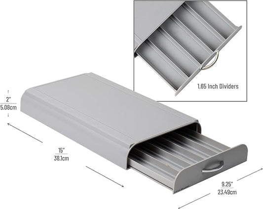 Mind Reader Nespresso Compatible Capsule Drawer, Countertop Organizer, Coffee Pod Holder, Storage, 9.25"L x 15"W x 2"H, Gray