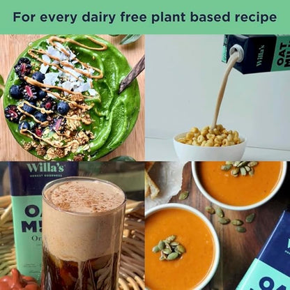 Willa's Organic Oat Milk - Unsweetened Original Oatmilk, Non-GMO, Shelf Stable, Low Sugar, Non-Dairy Milk, Made from Whole Grain Oats, No Oil, No Gums, 32 Oz - Pack of 1