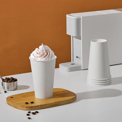 JOLLY PARTY 210 Pack 16 oz Disposable Paper Coffee Cup, Hot/Cold Beverage Drinking Cups for Water, White Paper Hot Coffee Cups