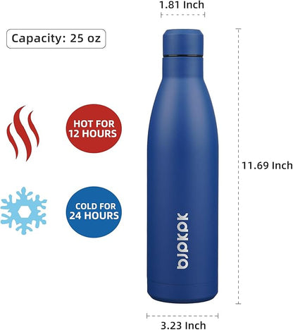 BJPKPK 25oz Insulated Water Bottle Double Wall Vacuum Insulated Stainless Steel Water Bottles for Spots Keep Cold and Hot,Blue