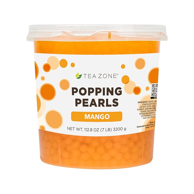 Tea Zone [7 Pounds] Mango Pearls for Boba Tea Beverages, Sweets, Ice Cream Topping | B2051